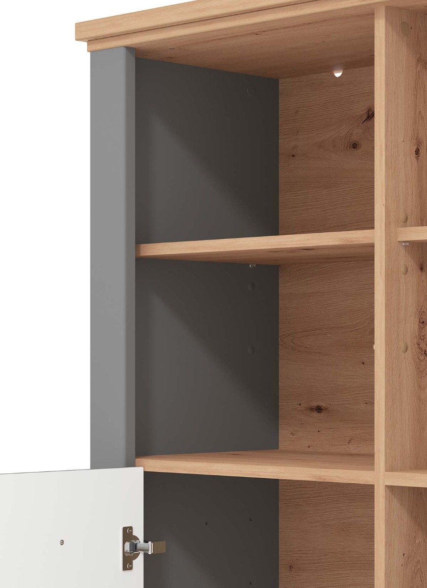 Vetrina contemporanea a 2 ante, finitura Rovere e Carbone