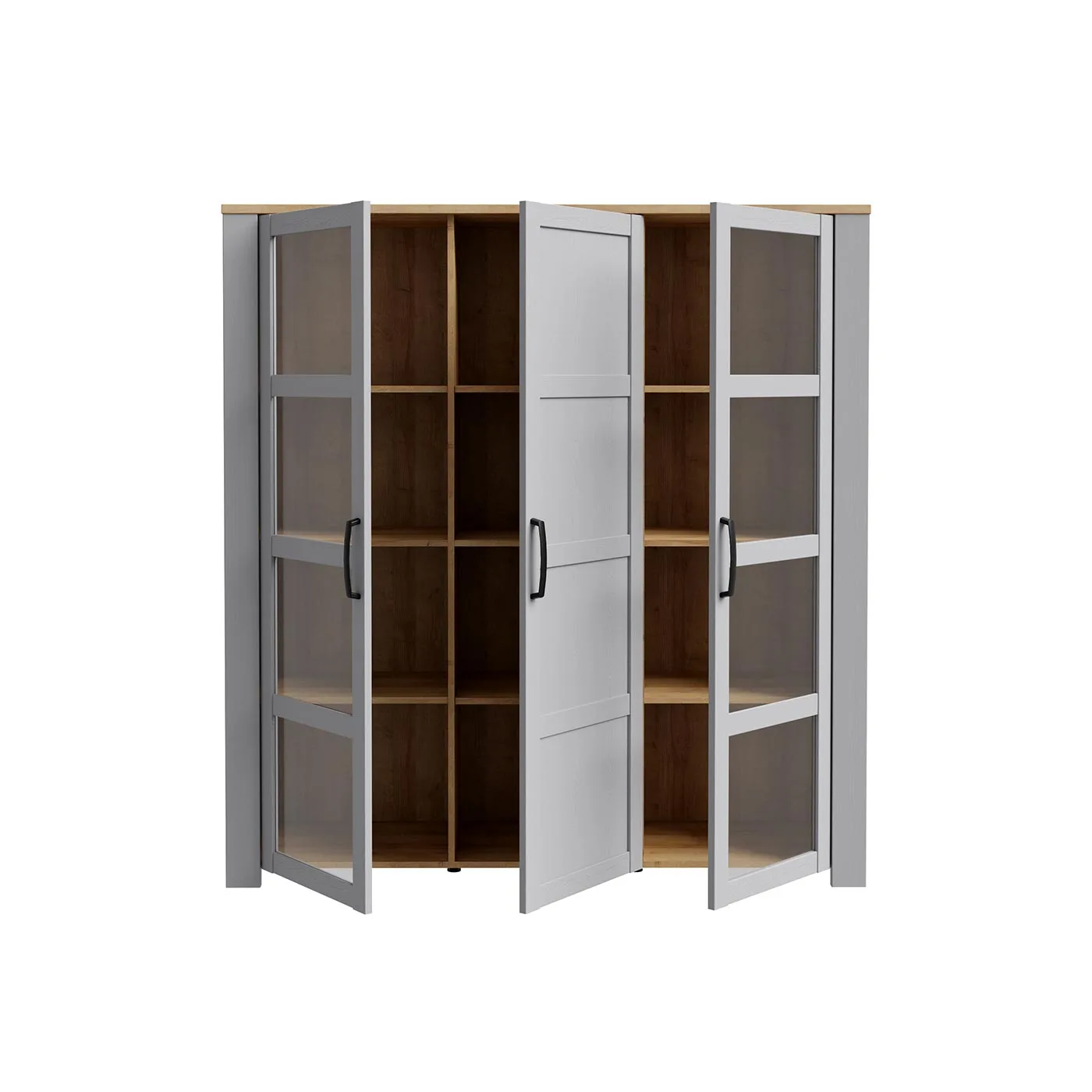 Vetrina Rovere grigio e Riviera, 3 ante, L.151 H.160