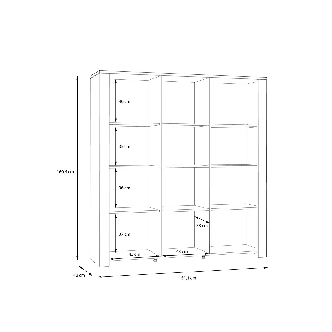 Vetrina Rovere grigio e Riviera, 3 ante, L.151 H.160