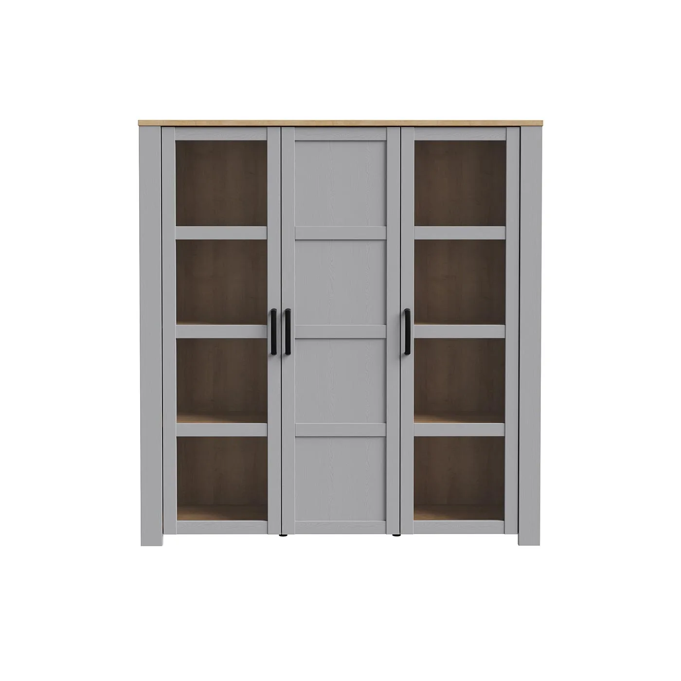 Vetrina Rovere grigio e Riviera, 3 ante, L.151 H.160