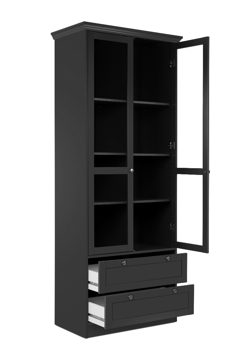 Vetrina 2 ante e 2 cassetti in finitura Grigio antracite