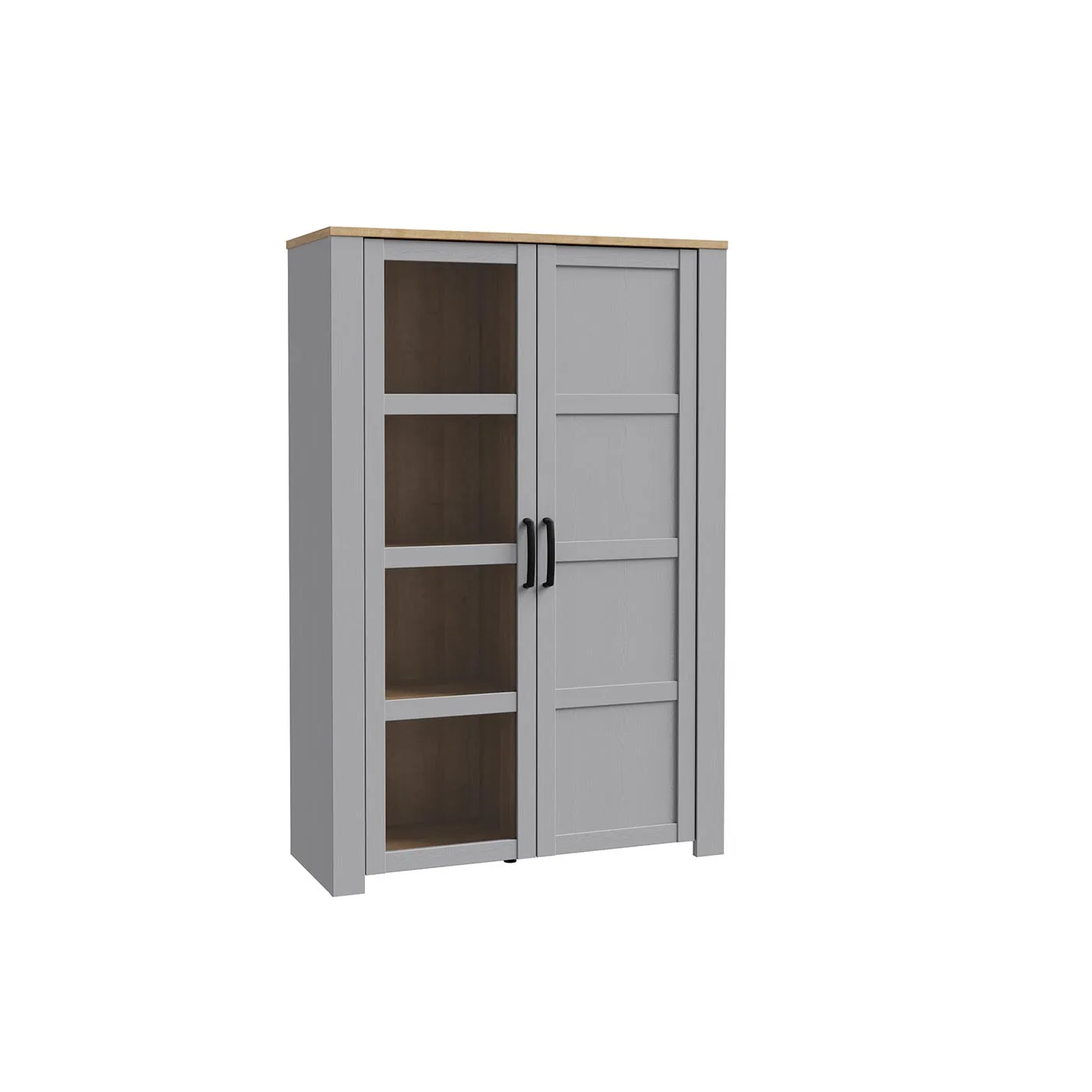 Vetrina Rovere grigio e Riviera, 2 ante, L.106 H.160