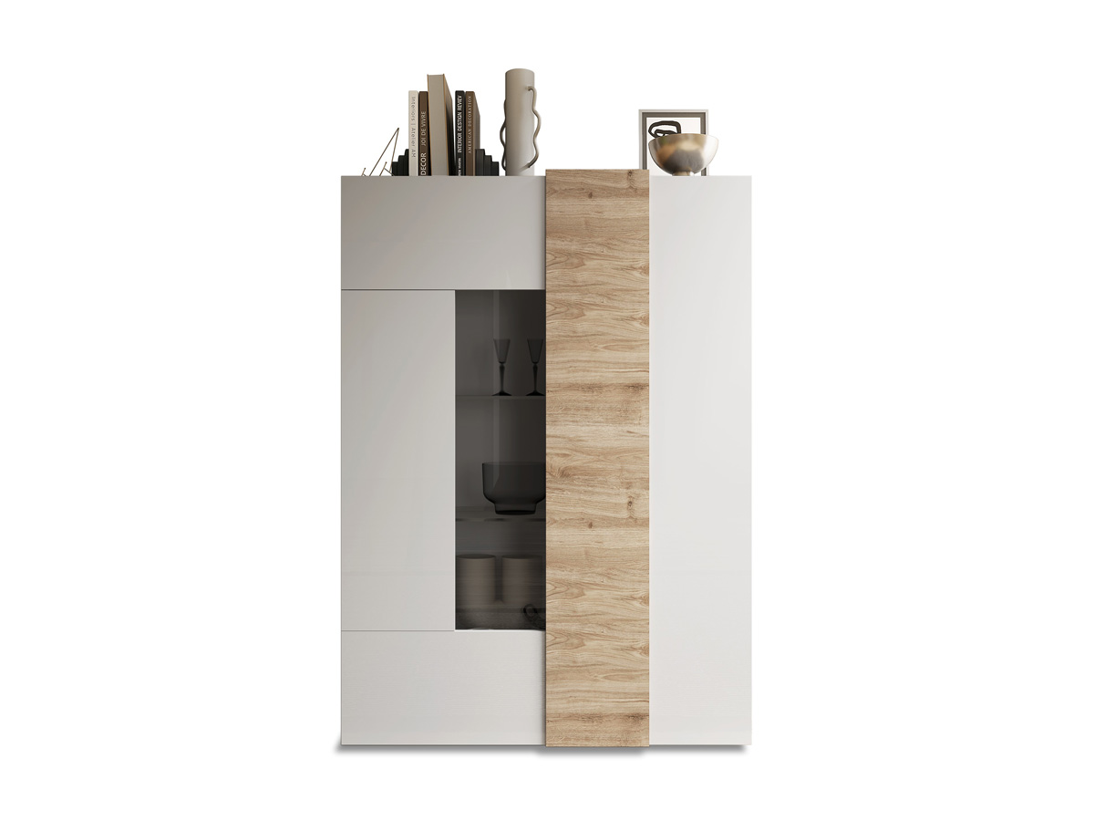 Vetrina moderna, 2 ante, Bianco Lucido e Kadiz