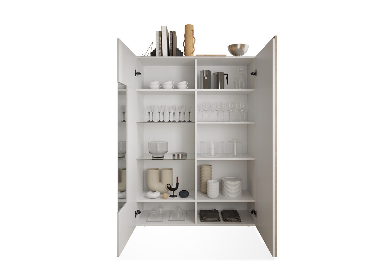 Vetrina moderna, 2 ante, Bianco Lucido e Kadiz