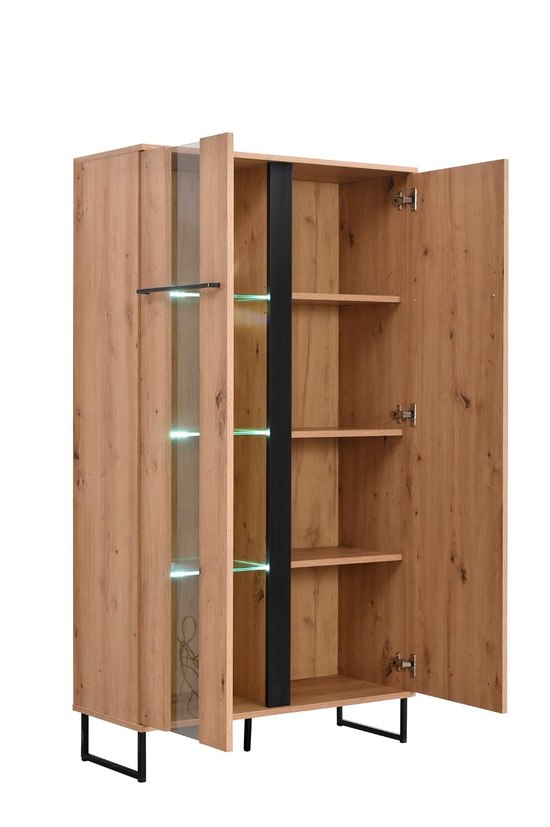 Vetrina industry scontata, finitura Rovere e Nero