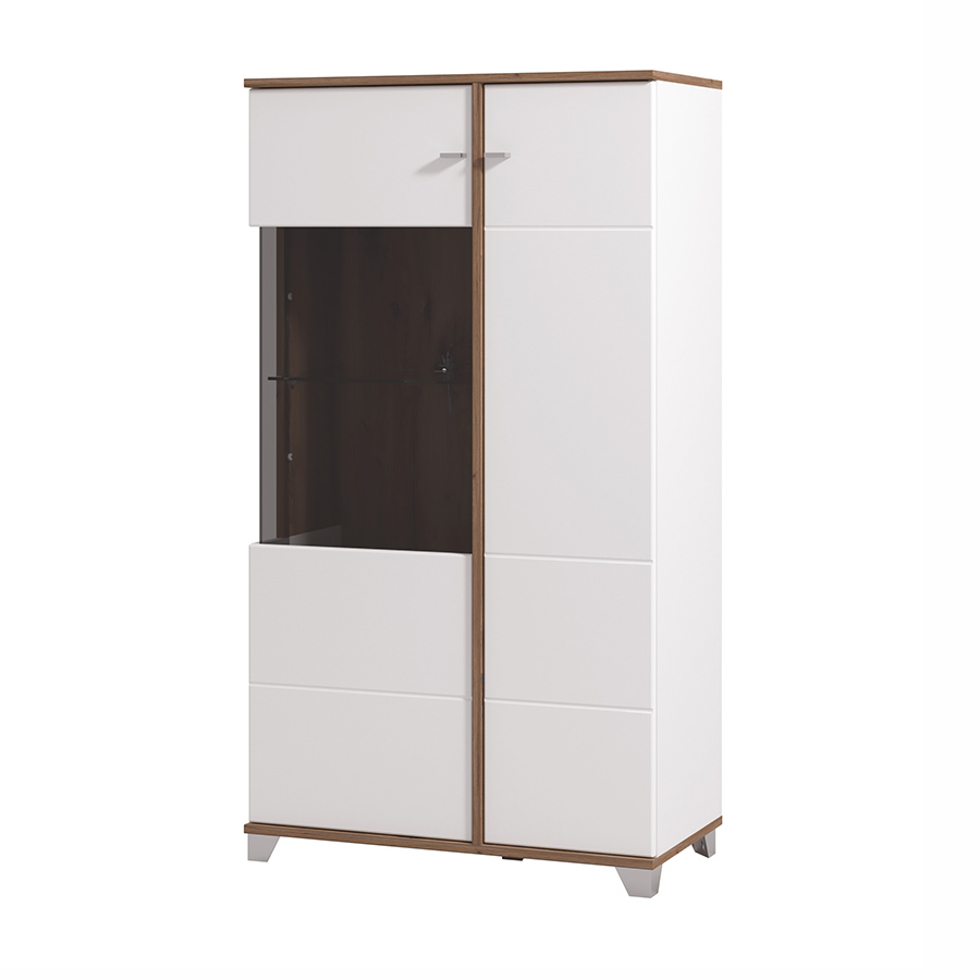 Mobile 2 ante con vetro, finitura Quercia e Bianco