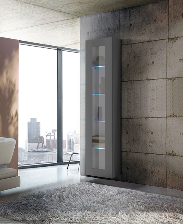 Vetrina sospesa di design con anta battente, finitura Antracite