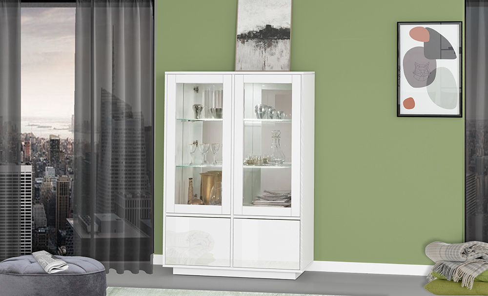 Vetrina di design bianca laccata lucida 