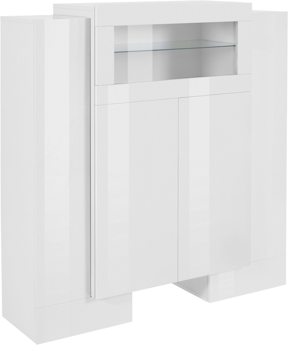 Vetrinetta di design 4 ante una ribalta, finitura Bianco laccato lucido
