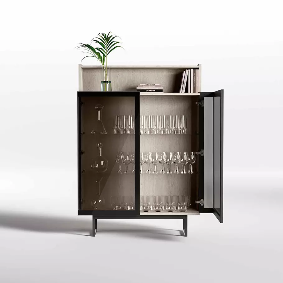 vetrina con ante fumè