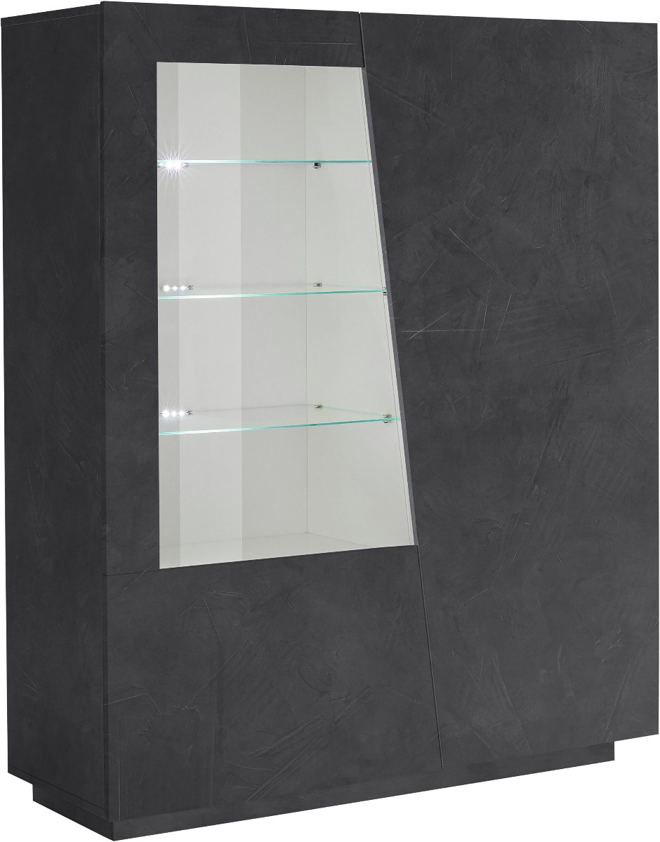 Vetrinetta moderna a 2 ante in finitura Ardesia