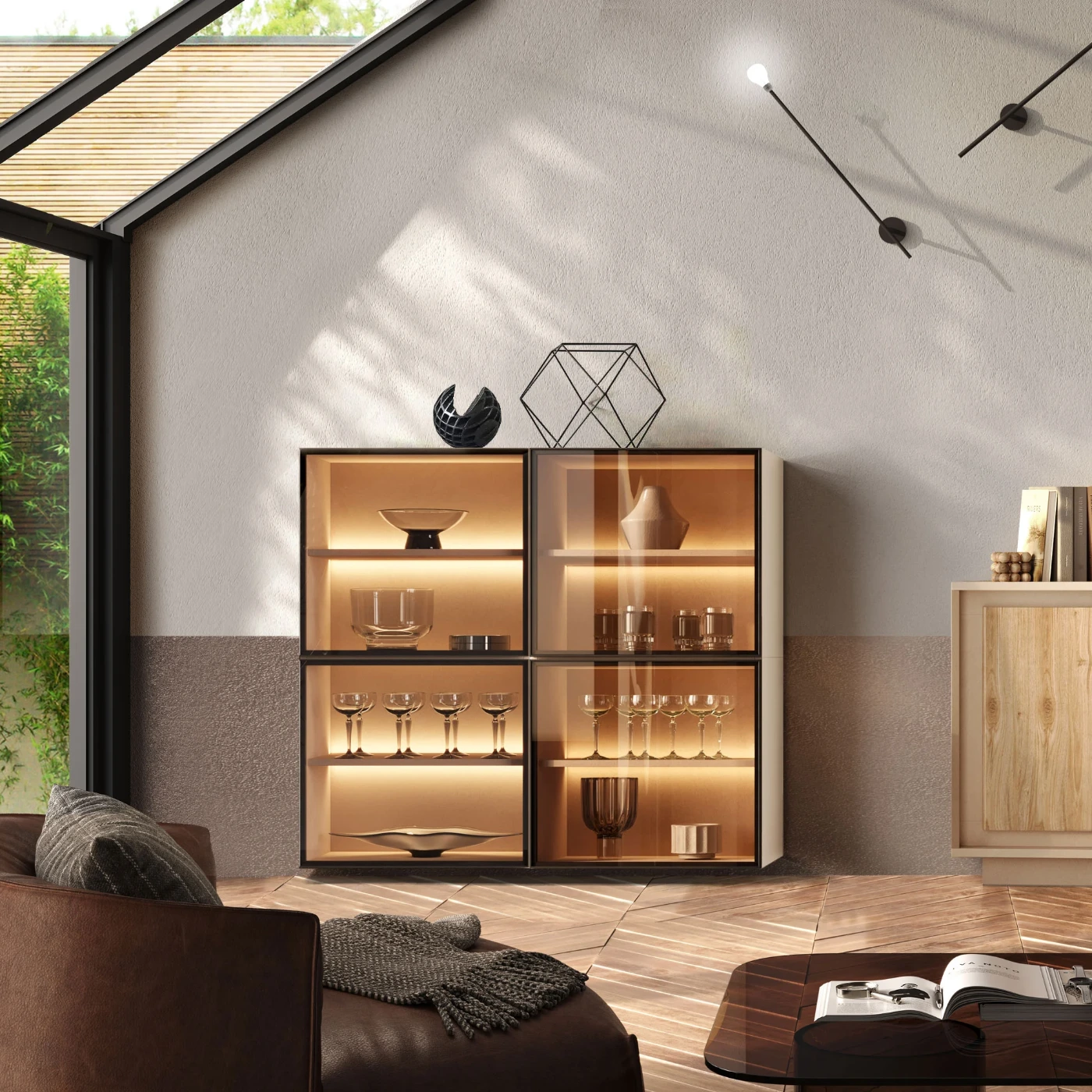 Vetrina sospesa 4 ante, L.110 H.100, Cashmere