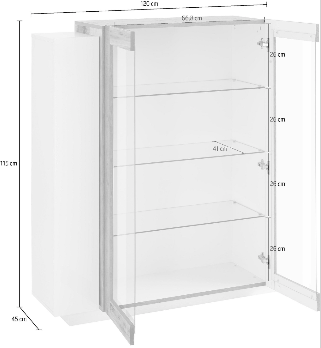 Vetrina bianco lucido e pero con 2 ante 