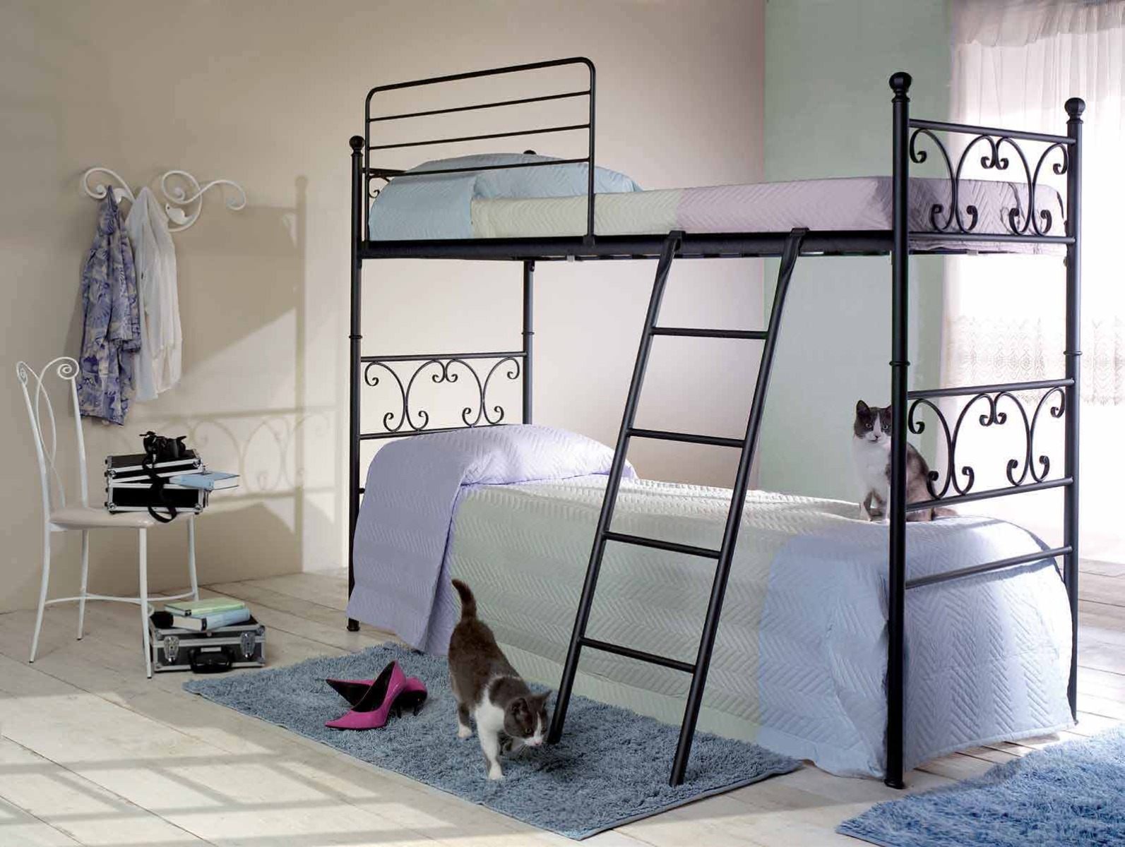 Letto a castello Dressler, color grafite, made in Italy