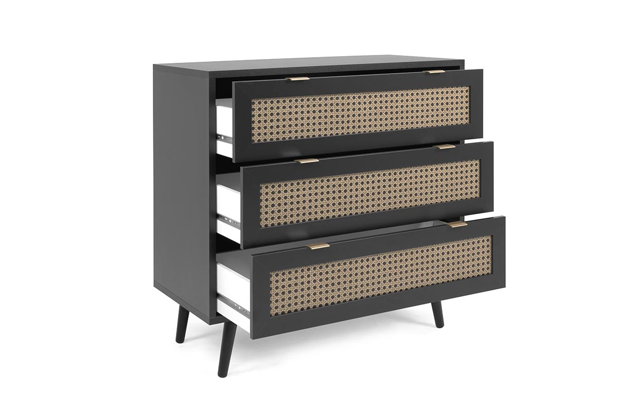 Soggiorno moderno  Arendal in finitura Nero opaco con dettagli Oro