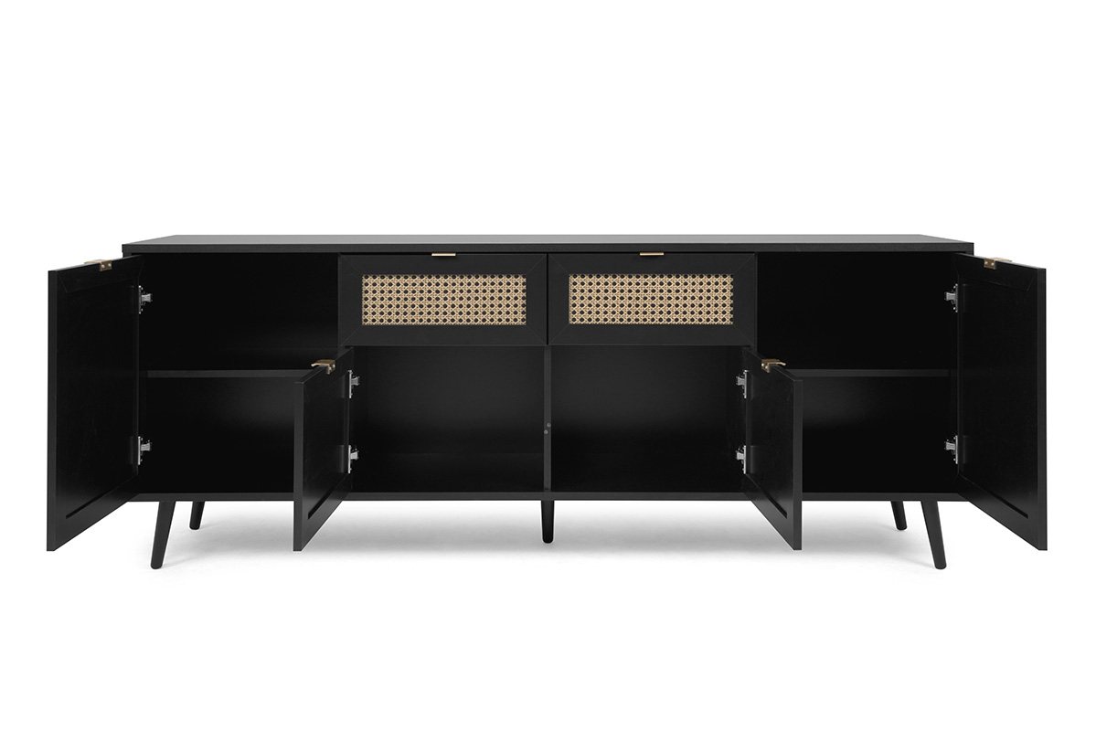 Soggiorno completo  Arendal in finitura Nero opaco con dettagli Oro