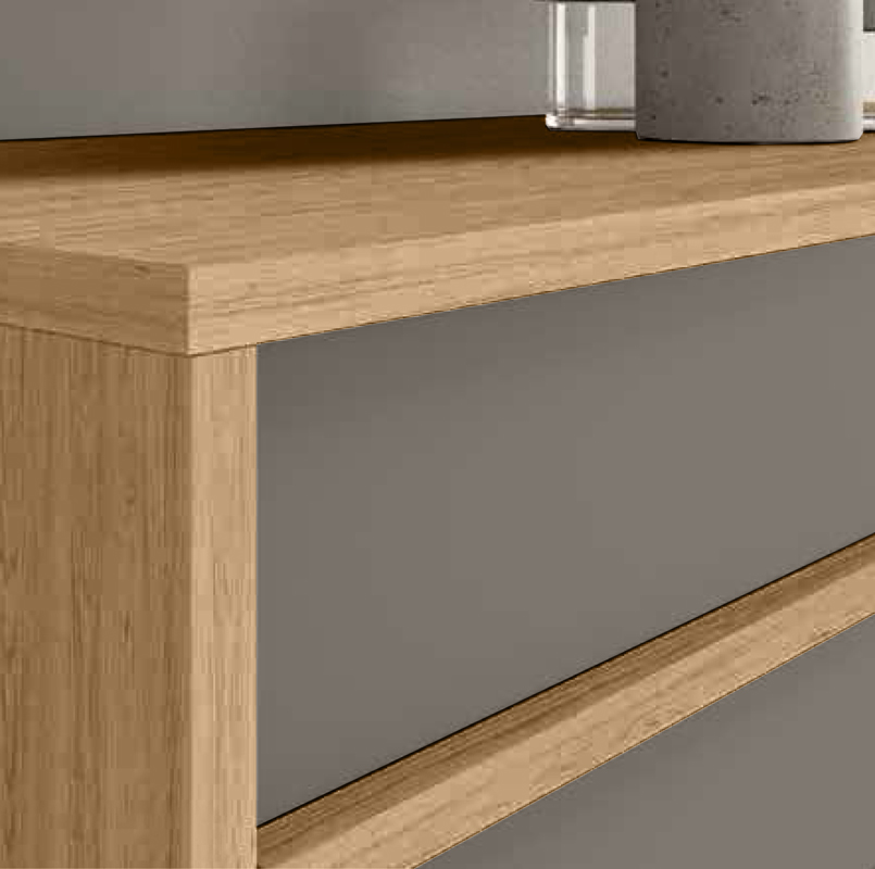 Comò moderno Noce biondo e Grigio cenere