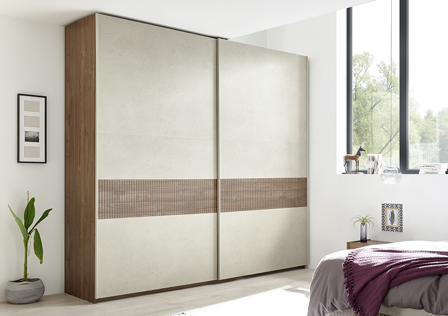 SPEDIZIONE GRATUITA - Armadio 2 ante scorrevoli Noce Scuro, Argilla e Serigrafia Noce Zenzero Shop