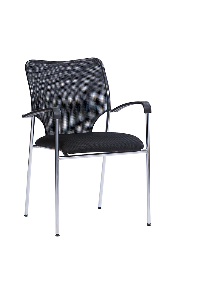 Sedia in acciaio con schienale in rete Nera