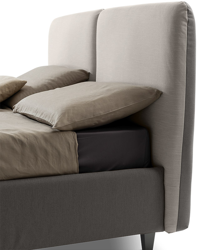 Letto matrimoniale Wezwen con contenitore in finitura grigio perla ed antracite