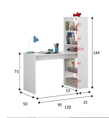 Scrivania bianca con libreria laterale