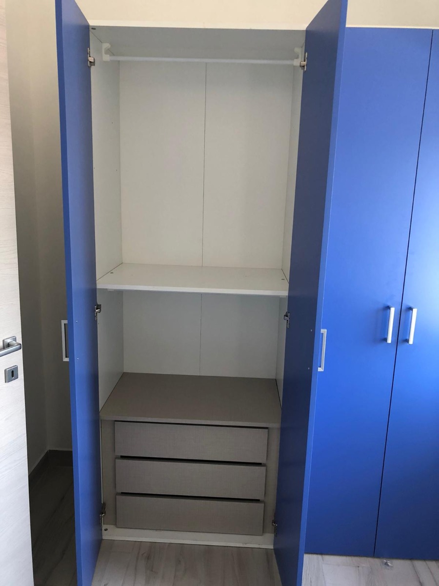 Cameretta completa linea onda blu con letto una piazza e mezza