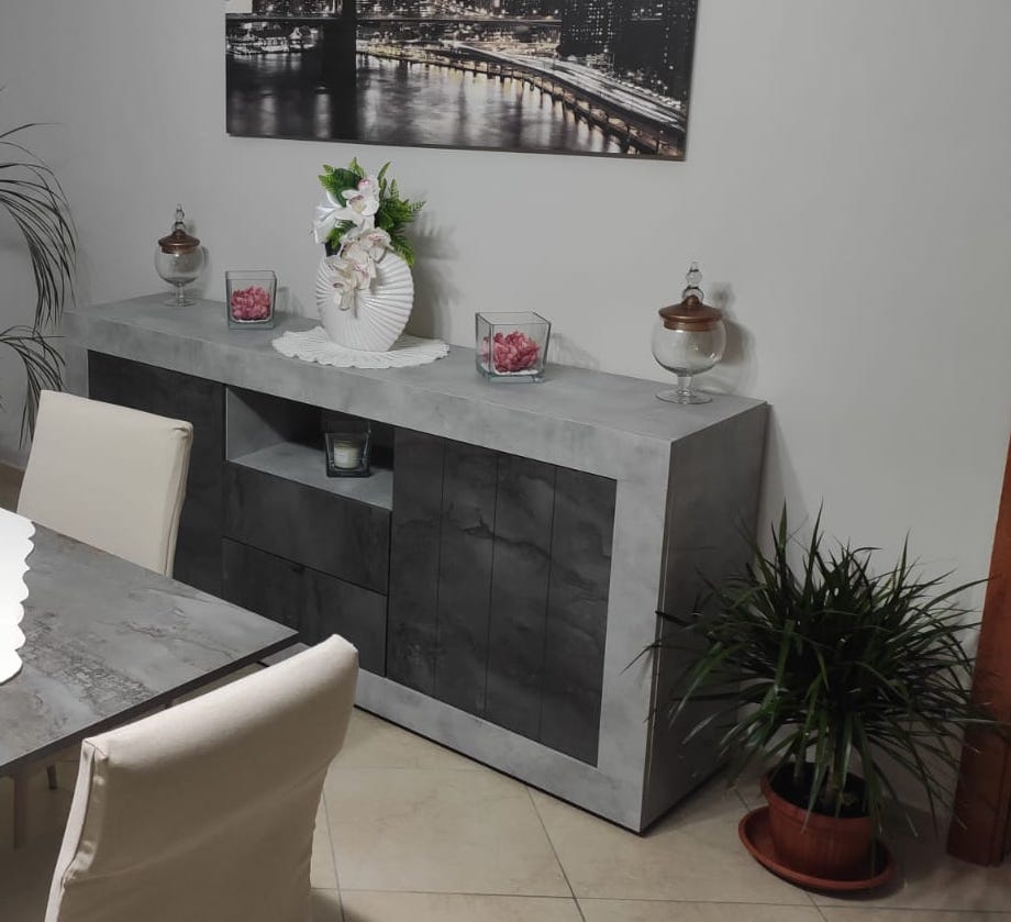 Madia moderna cemento e ossido con 2 ante e 2 cassetti