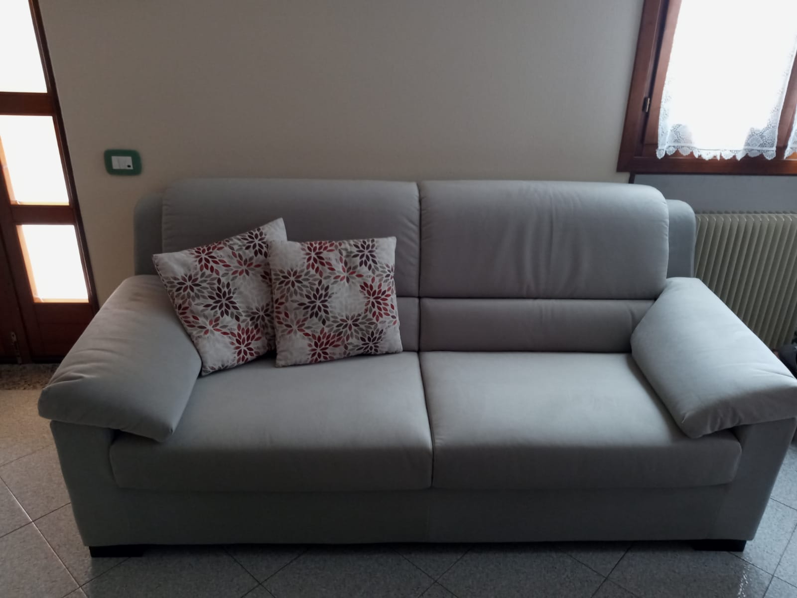 Divano Ginevra a 3 posti sfoderabile, tessuto Grigio chiaro