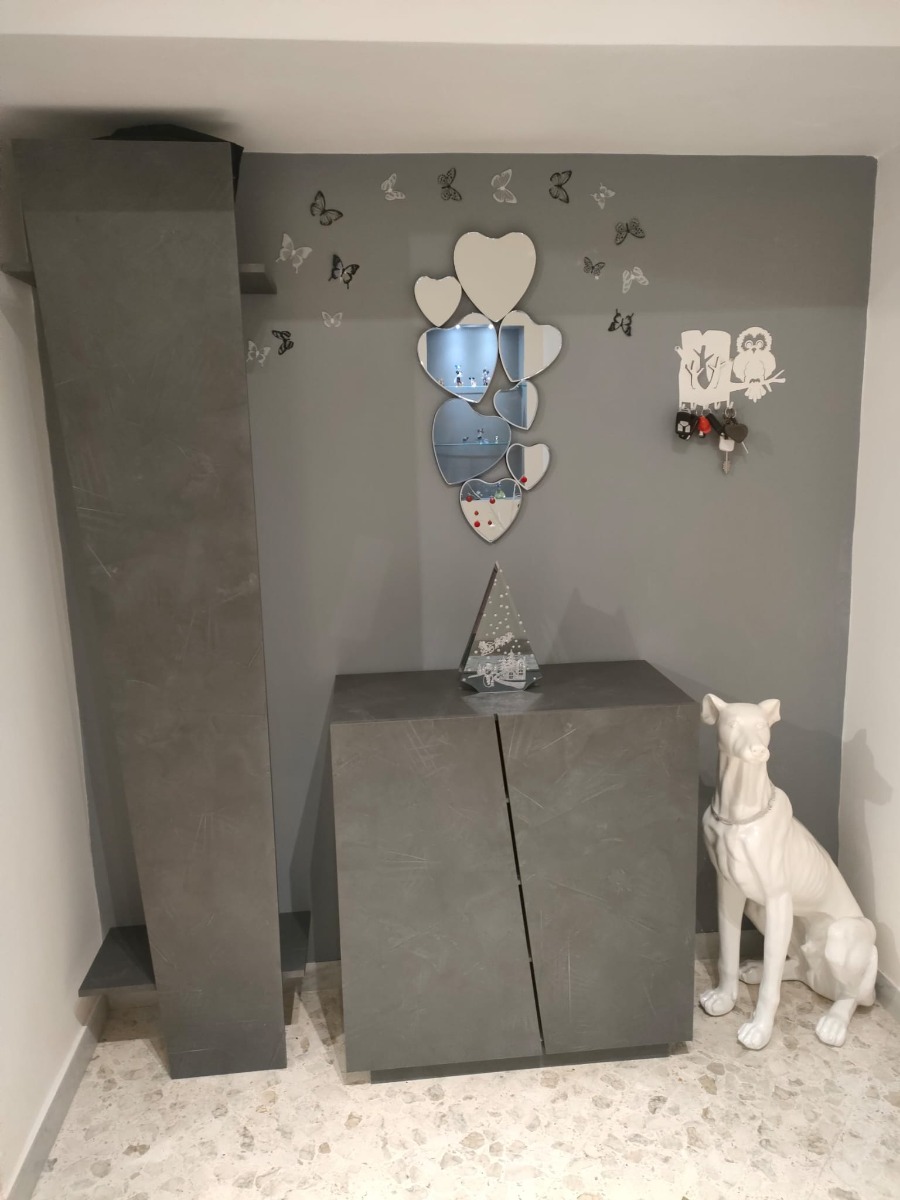 Funzionale Composizione d'ingresso, Appendiabiti e Scarpiera, finitura Ardesia