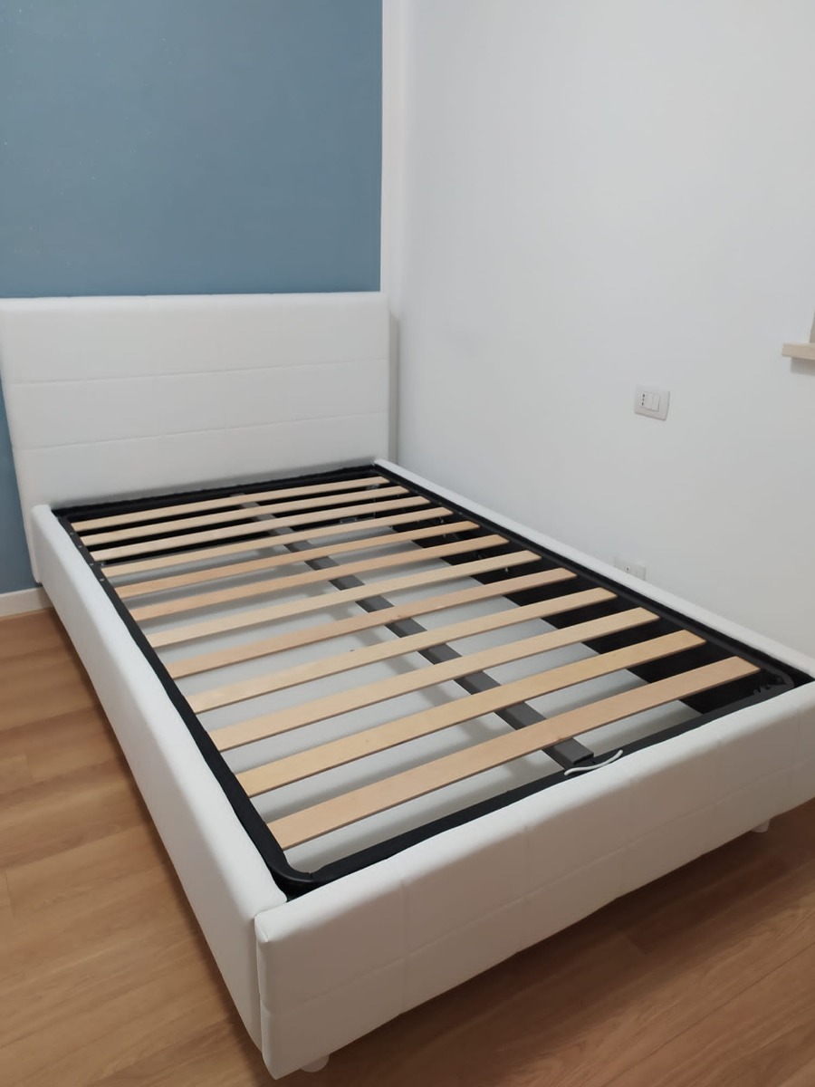 Moderno Letto Singolo serie Shock, Ecopelle Bianco