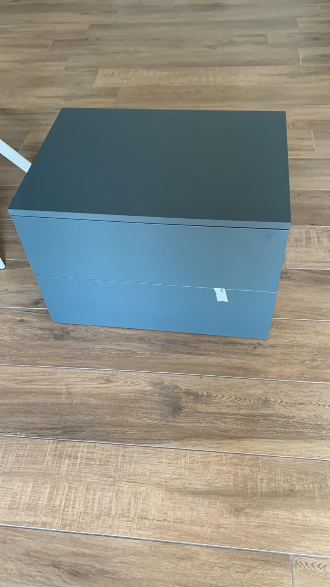 Innovativa Coppia di comodini moderni a 2 cassetti, finitura Petrolio