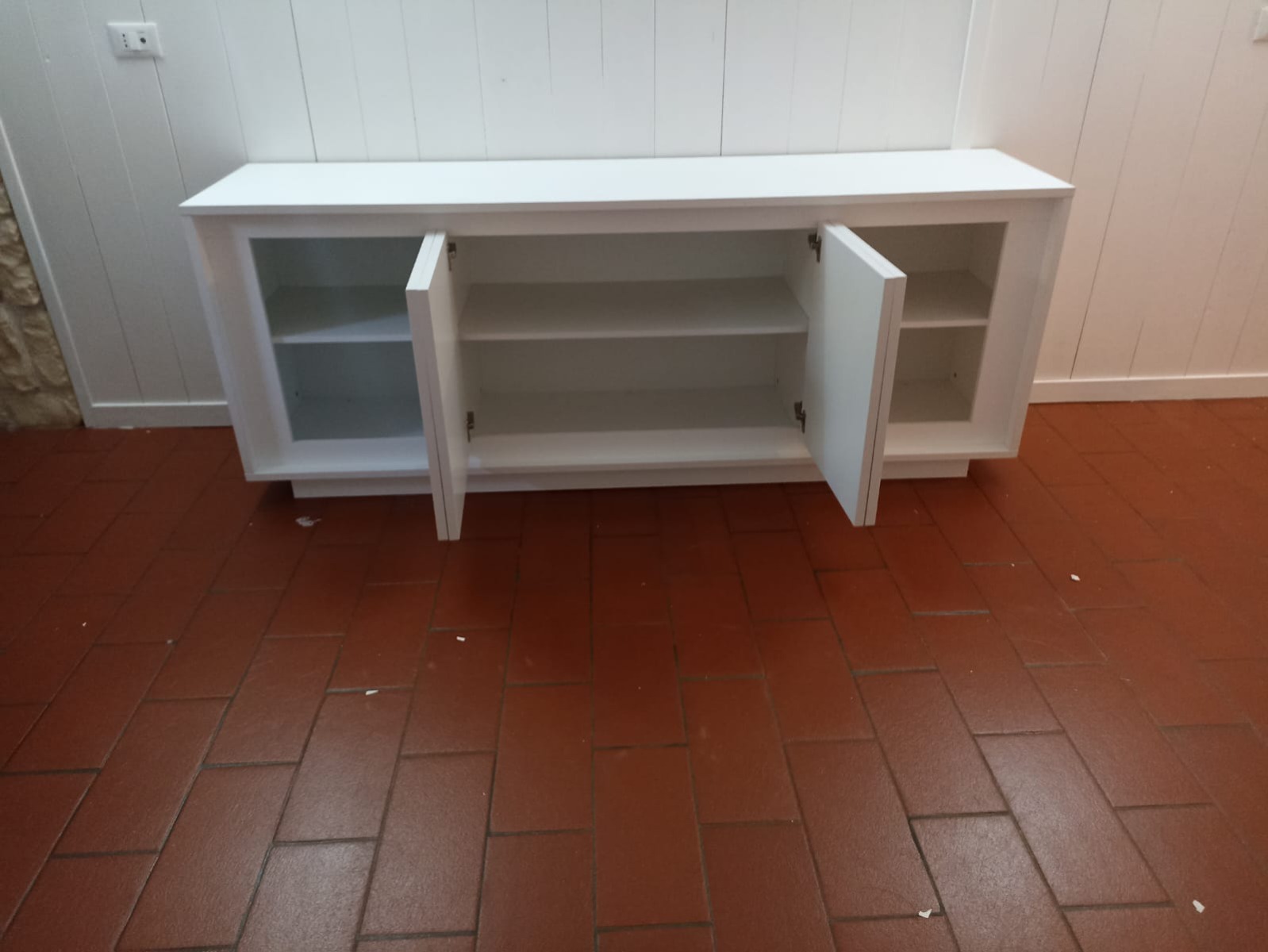 Conveniente Credenza Moderna, Madia di Design, 4 ante, Bianco Opaco