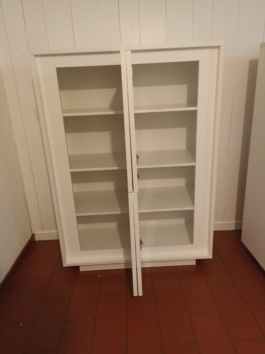 Pratico Mobile madia moderno, Madia di Design, 4 ante Alta, Bianco Opaco