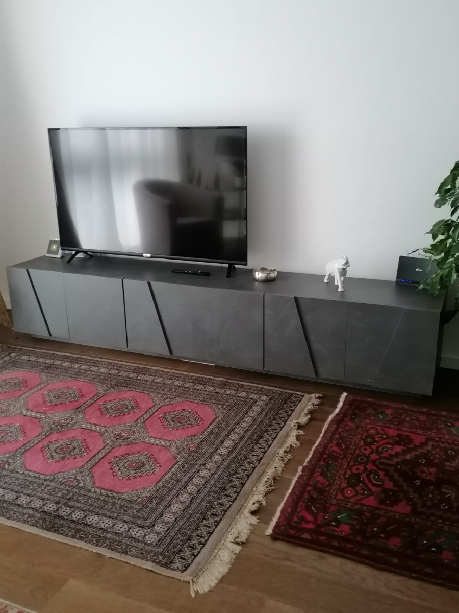 Moderno Mobile porta tv geometrico a 6 ante finitura Ardesia