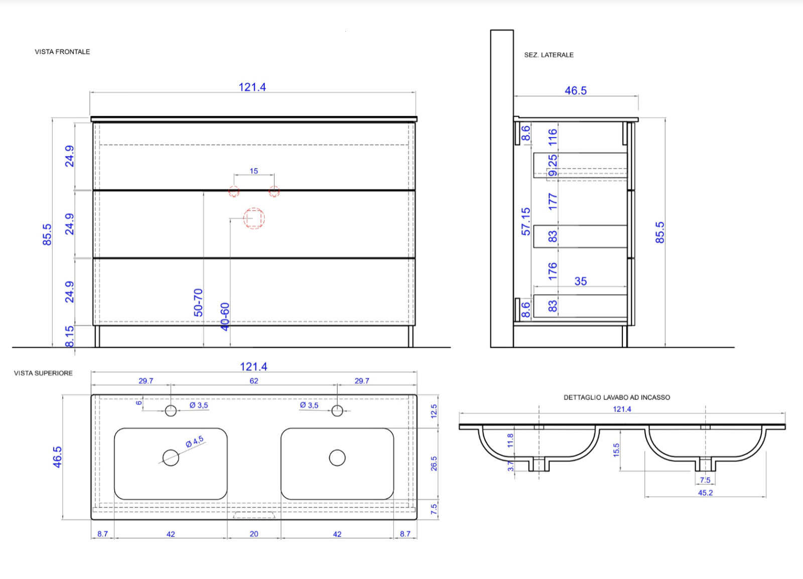 mobile a terra bianco per bagno