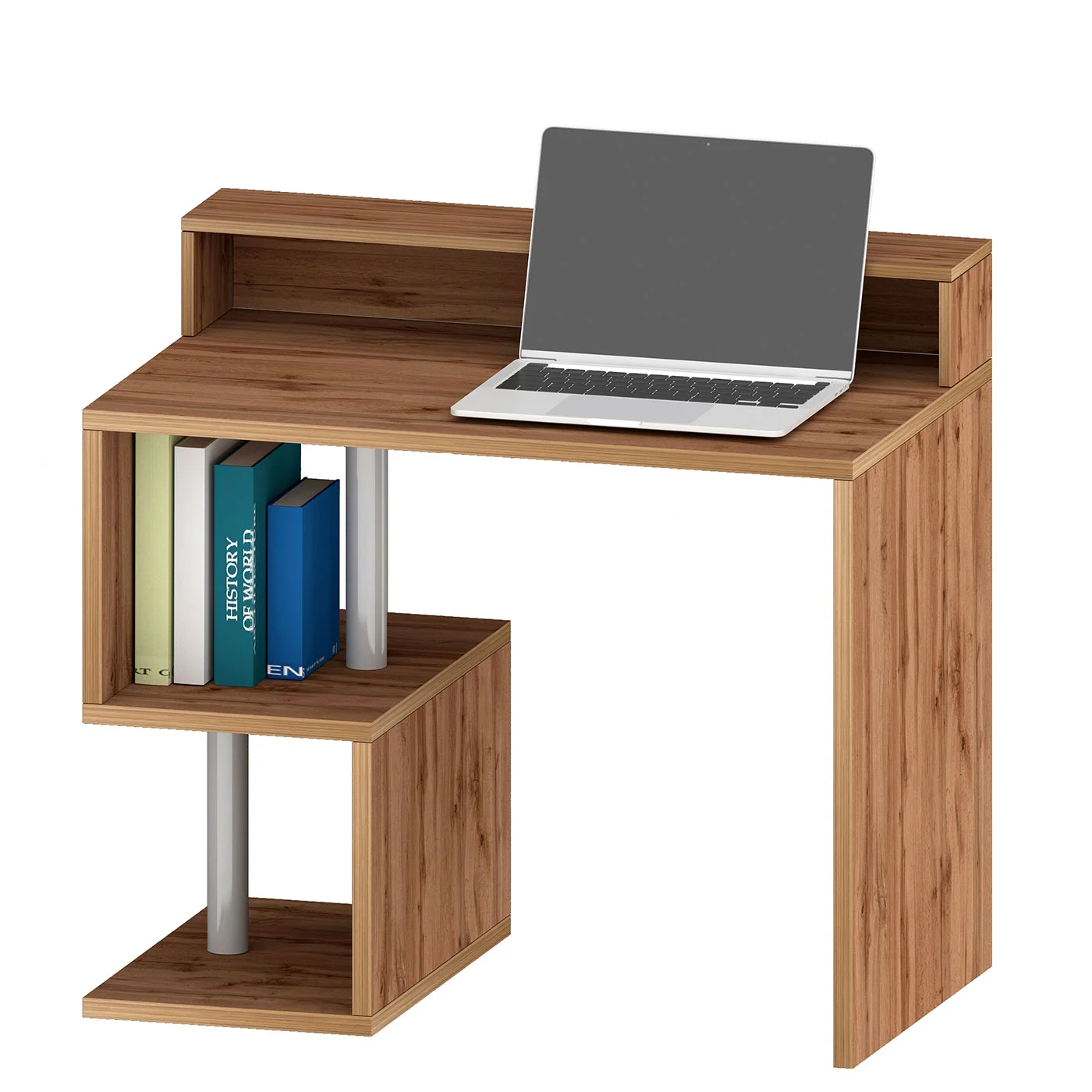 Scrivania dotata di 2 vani portaoggetti, 100x90x50 h cm, Rovere Wotan Zenzero Shop