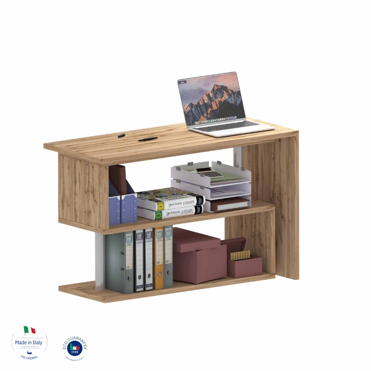 Scrivania pluriposizionabile finitura Wotan, Made in Italy