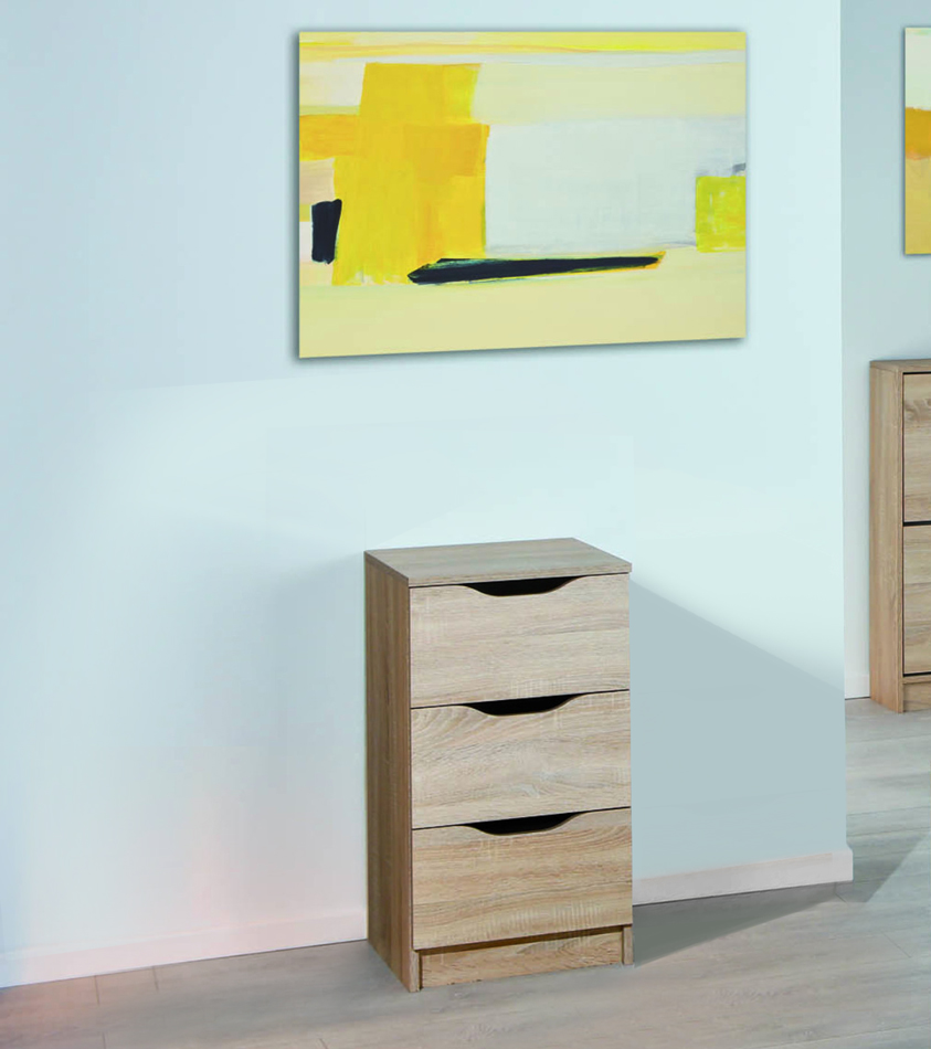 Cassettiera 3 cassetti, finitura rovere 