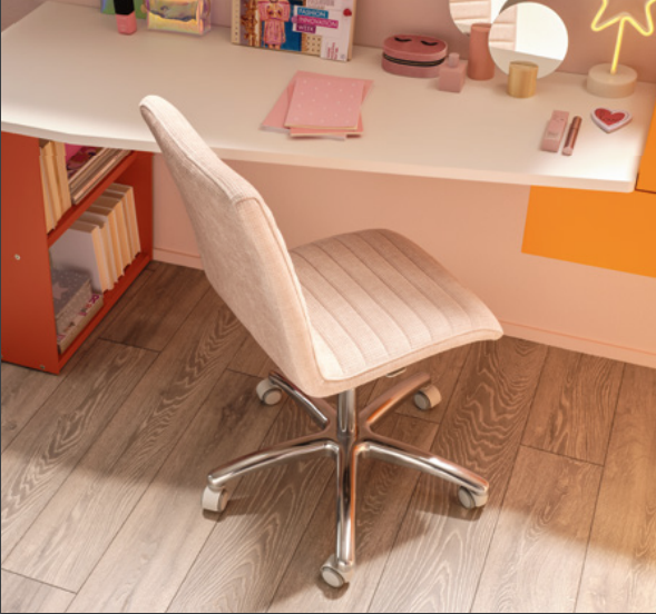 Scrivania moderna per camerette Moretti Compact, finitura Bianco e Mandarino laccato