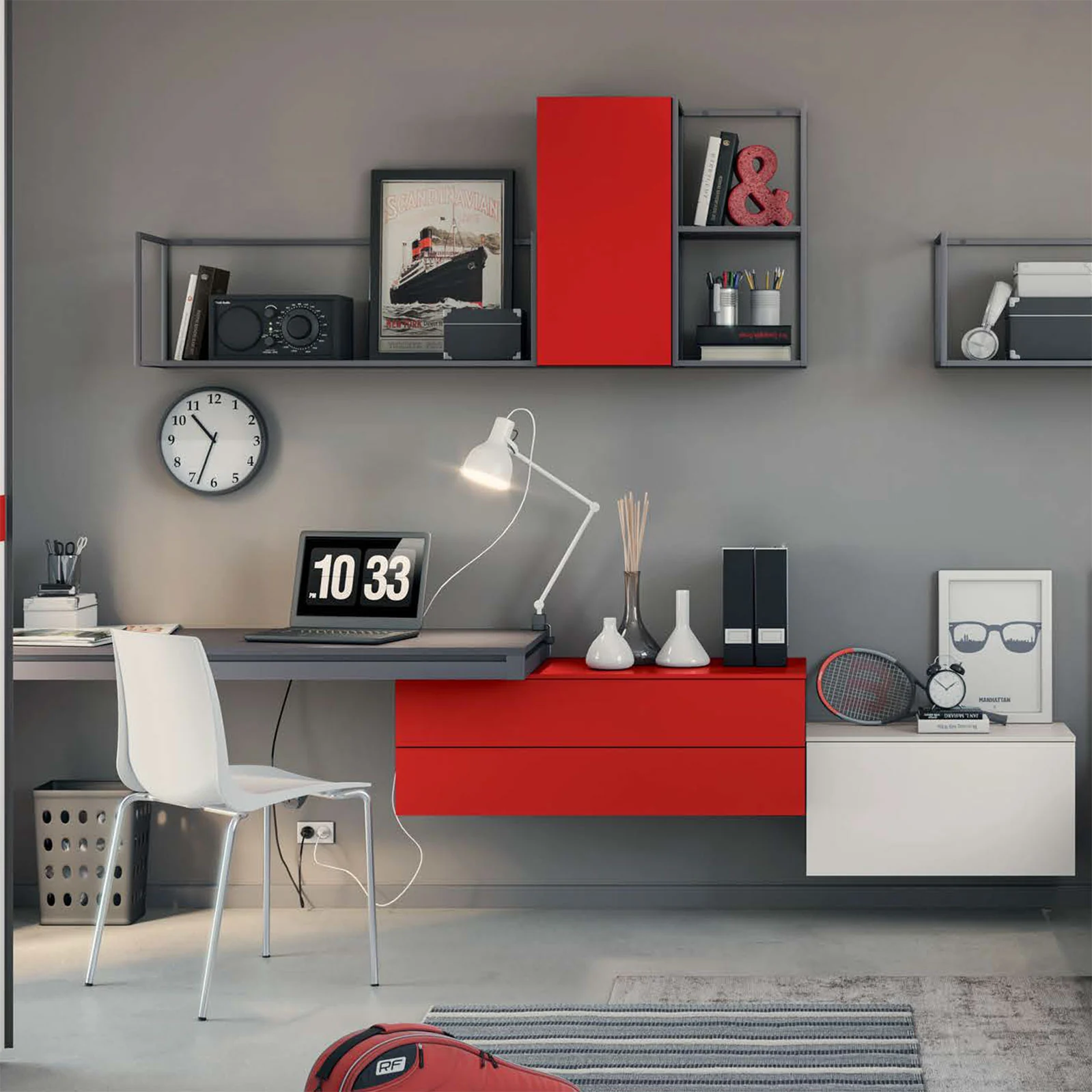 scrivanie sospese rosse