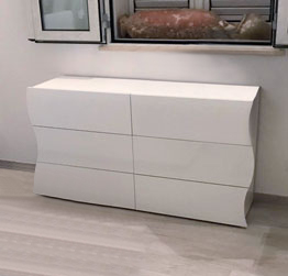 ACQUISTA ANCHE TU Comò moderno bianco laccato lucido a 6 cassetti sagomati 