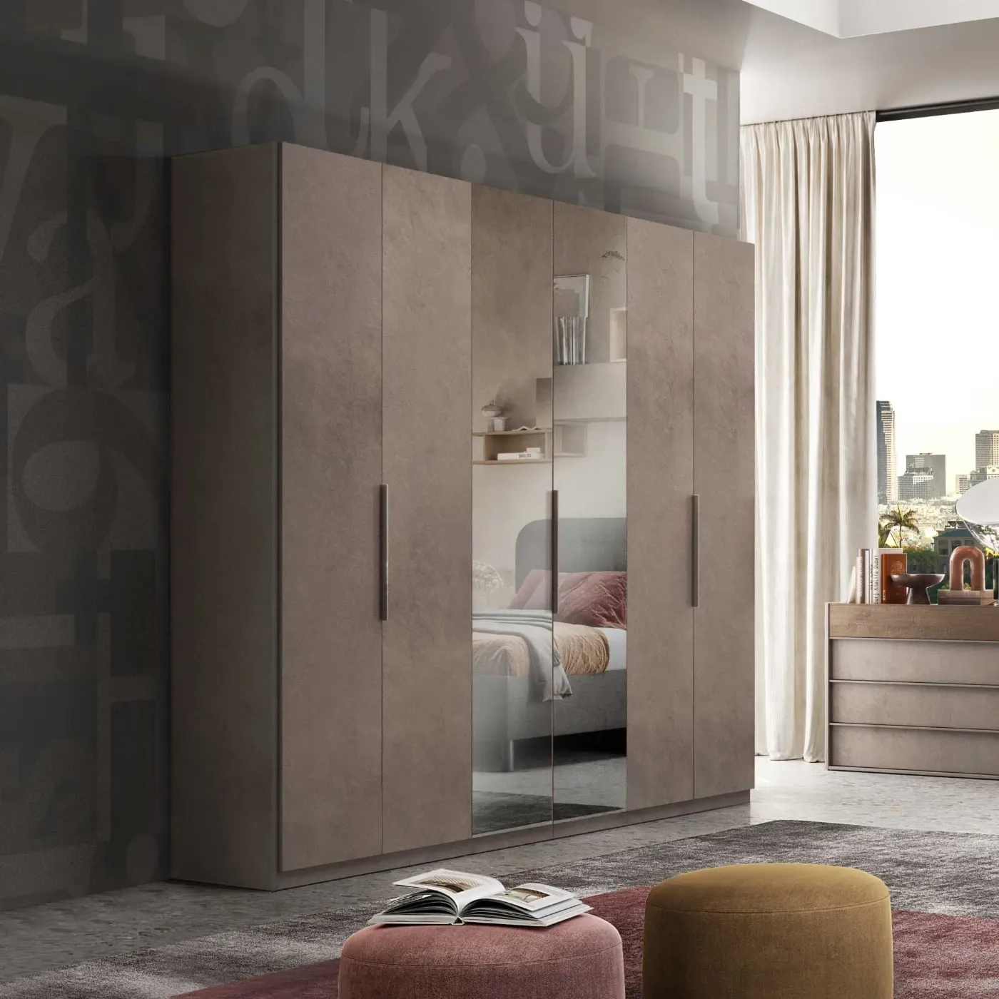armadio specchio bronzo