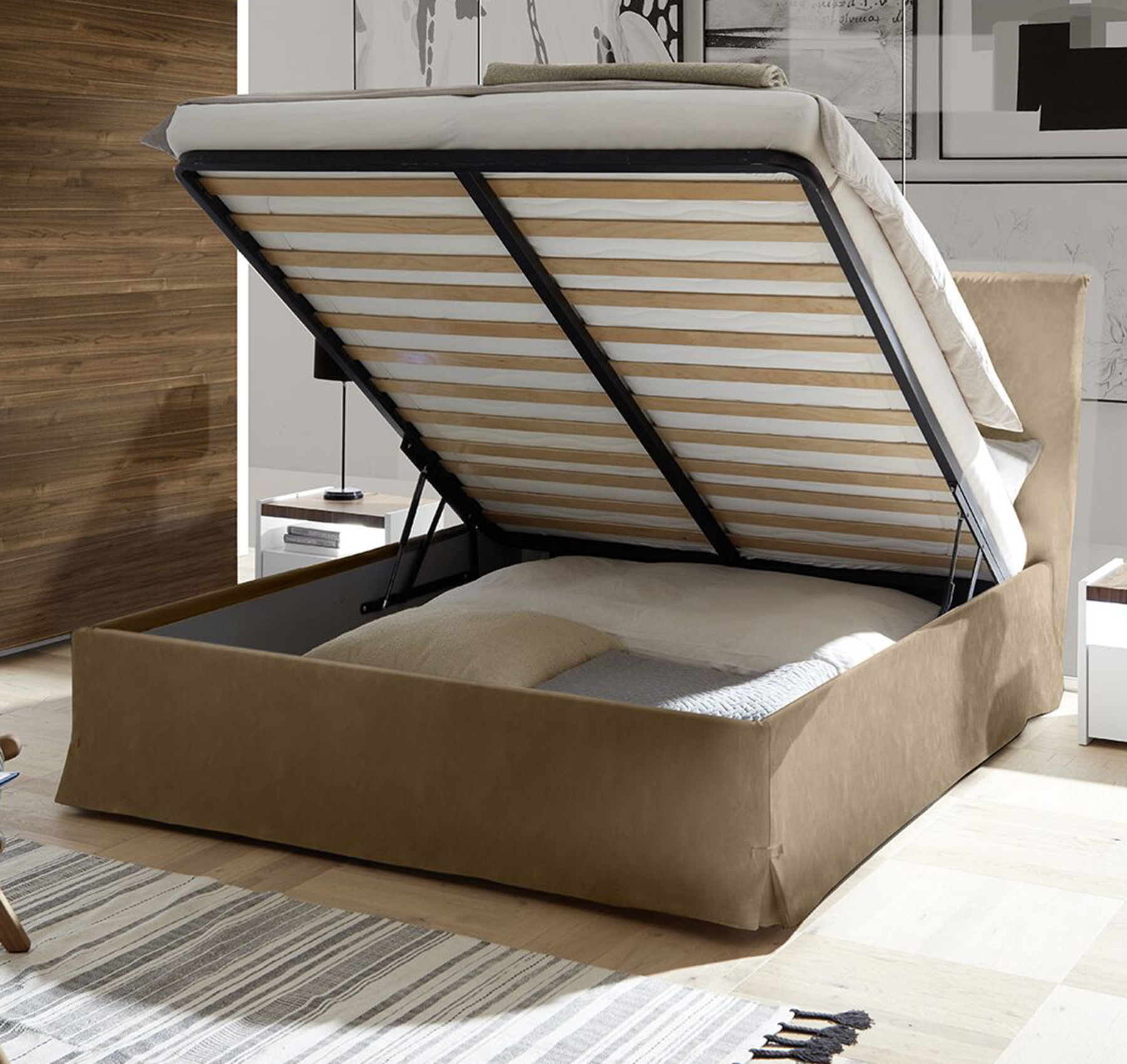 letto contenitore marrone