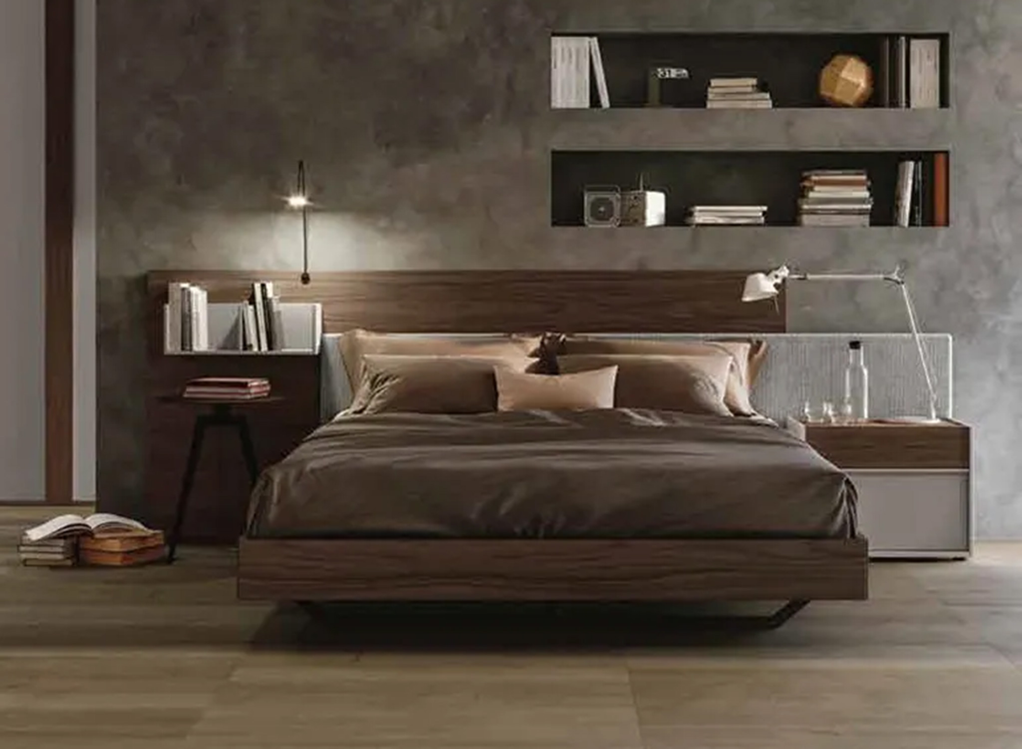 letto comodini integrati